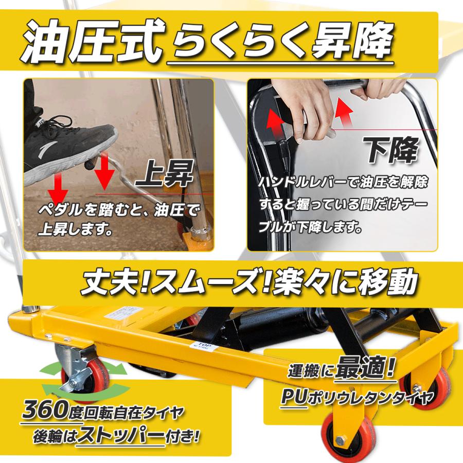 油圧式昇降台車 積載荷重150kg 足踏み式 ハンドテーブルリフト 油圧式昇降台車 積載荷重150kg 足踏み式 ハンドテーブルリフト