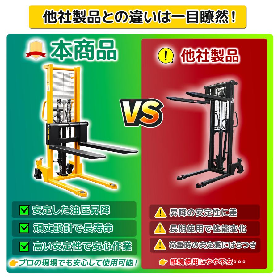 1年安心保証 ハンドフォークリフト 1500kg フォークリフト 1.5t 最高 