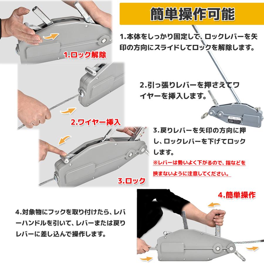 チルホール 0.8t 万能ウインチ ハンドウインチ800kg ワイヤー20m 牽引