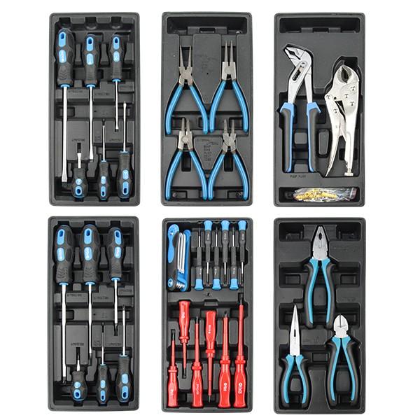 6段キャビネットツールボックス 青 工具149pcs付き 鍵付き / 大型