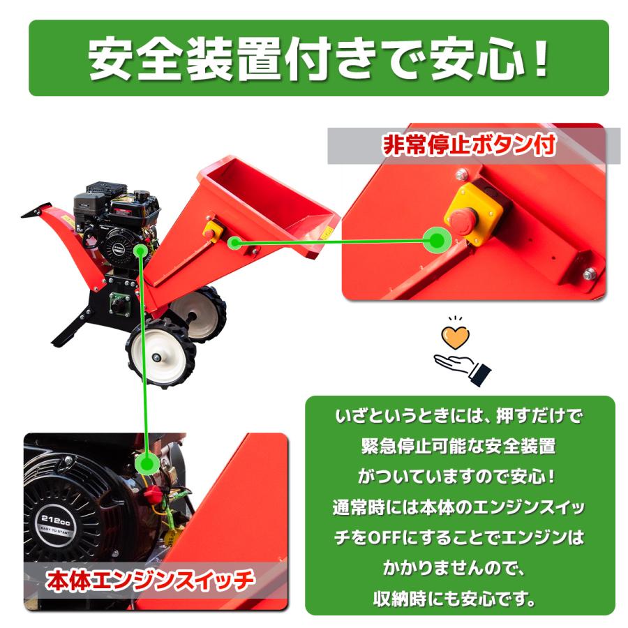 大きな投入口！ 7.5馬力 強力粉砕機 ウッドチッパー 最大処理径 70mm 4