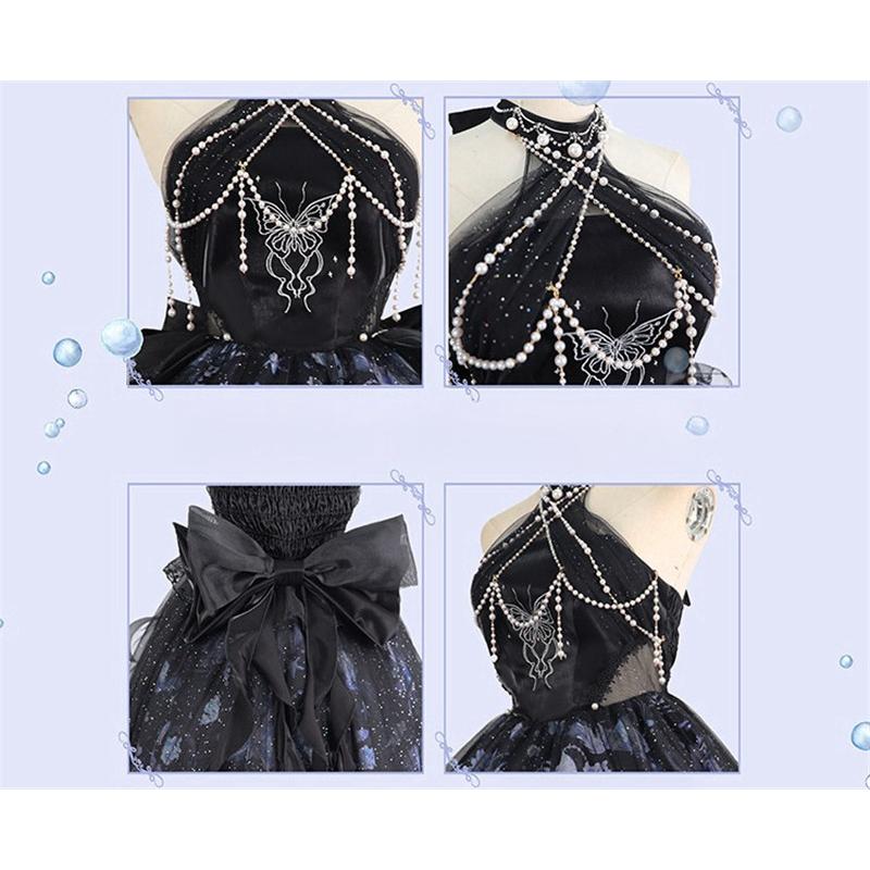 ロリータ服 ワンピース レディース 黒 ノースリーブ スカート_9