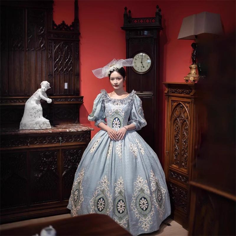 ヨーロッパ中世 レトロ宮廷ドレス ヴィクトリア風 フレンチ貴族プリンセス ロングドレス ランウェイ 撮影 写真 礼装 250hah09_2