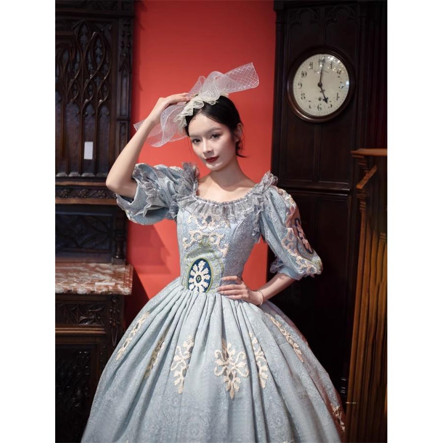 ヨーロッパ中世 レトロ宮廷ドレス ヴィクトリア風 フレンチ貴族プリンセス ロングドレス ランウェイ 撮影 写真 礼装 250hah09_3