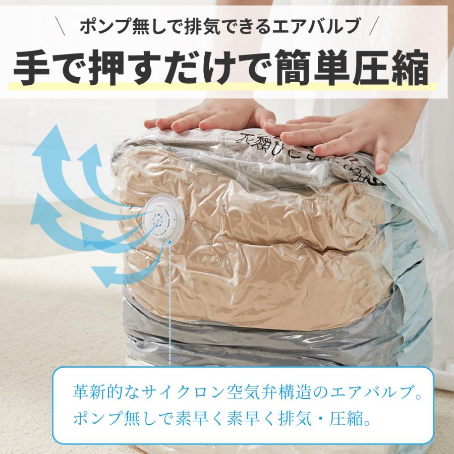 圧縮袋 ふとん 布団圧縮袋 立体 衣類 掃除機不要 6-8枚セット 押すだけ