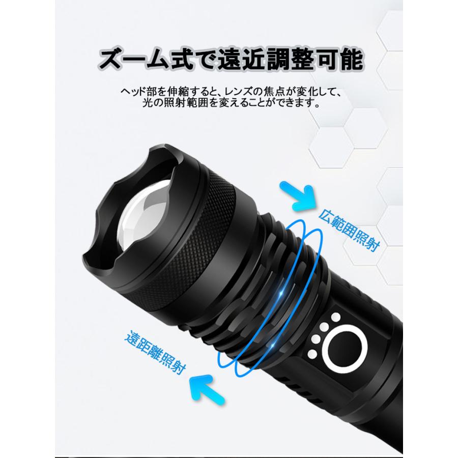 強力な懐中電灯 最大輝度13000lm 照射距離324m 懐中電灯 LED 強力 充電式 超高輝度 3000ルーメン 防水 IPX67