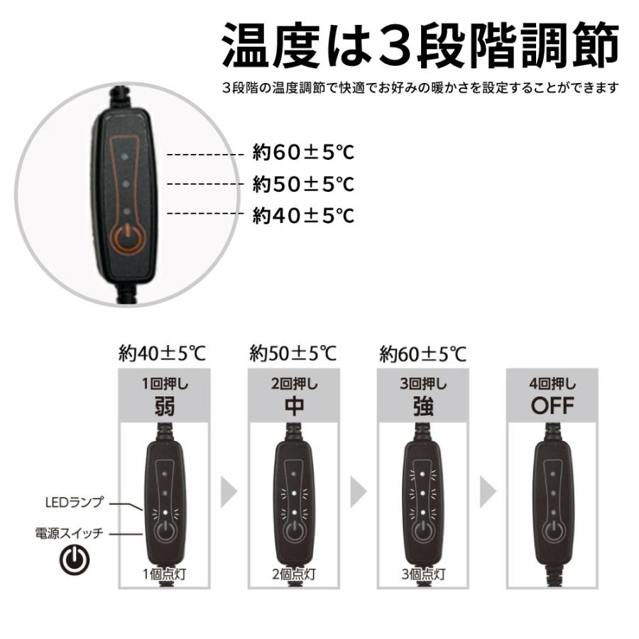 3段階温度調整 2枚セット シートヒーター 車用 12V カーシート ホット