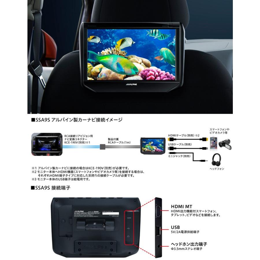 超格安価格 アルパイン 9型WSVGAモニター SSA9S 専用スマモニ ライト