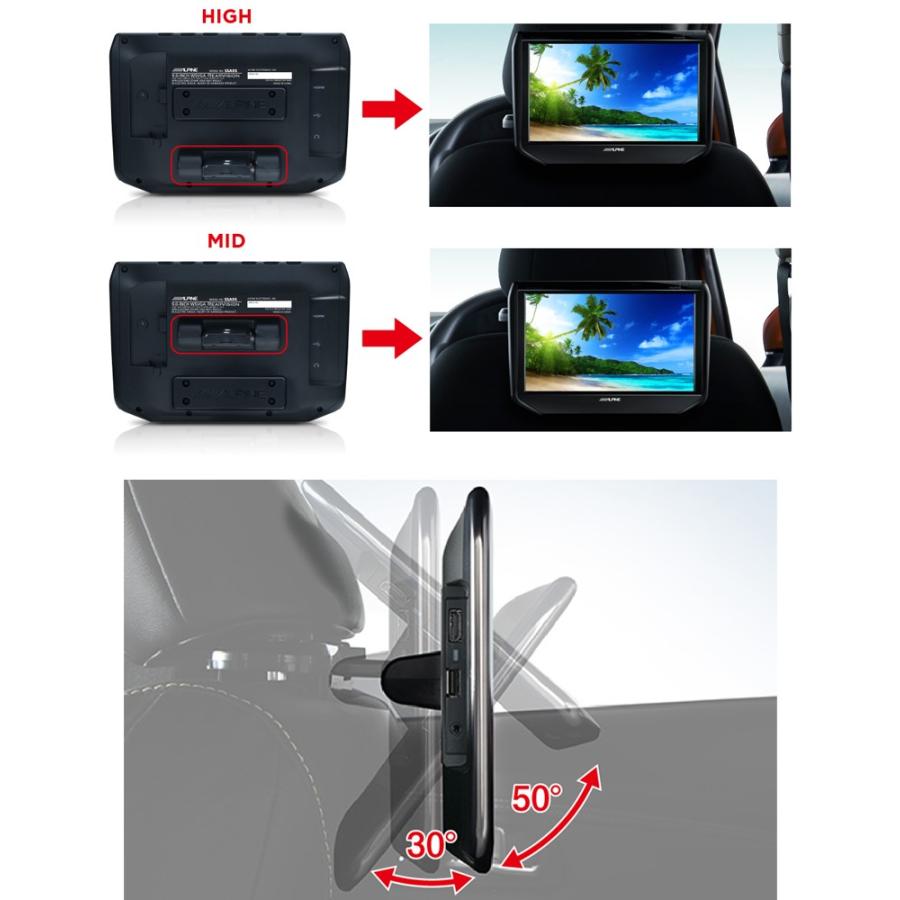 SSA9S アルパイン 9型WSVGAヘッドレスト取付リアビジョン(ヘッドレスト