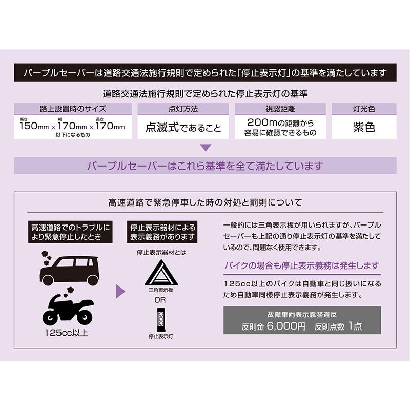 6910 amon エーモン工業 PURPLE SAVER(パープルセーバー) 3個セット LED停止表示灯 プッシュスイッチ式 強力マグネット付 道路交通法施行規則適合品｜skydragon｜06