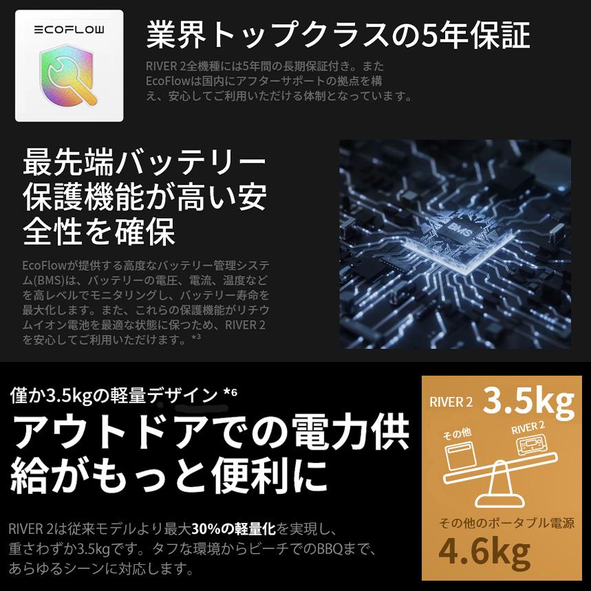 ECOFLOW ZMR620-B-JP EcoFlow エコフロー ポータブル電源 RIVER2 ECOFLOW ZMR620-B-JP EcoFlow エコフロー ポータブル電源 RIVER2