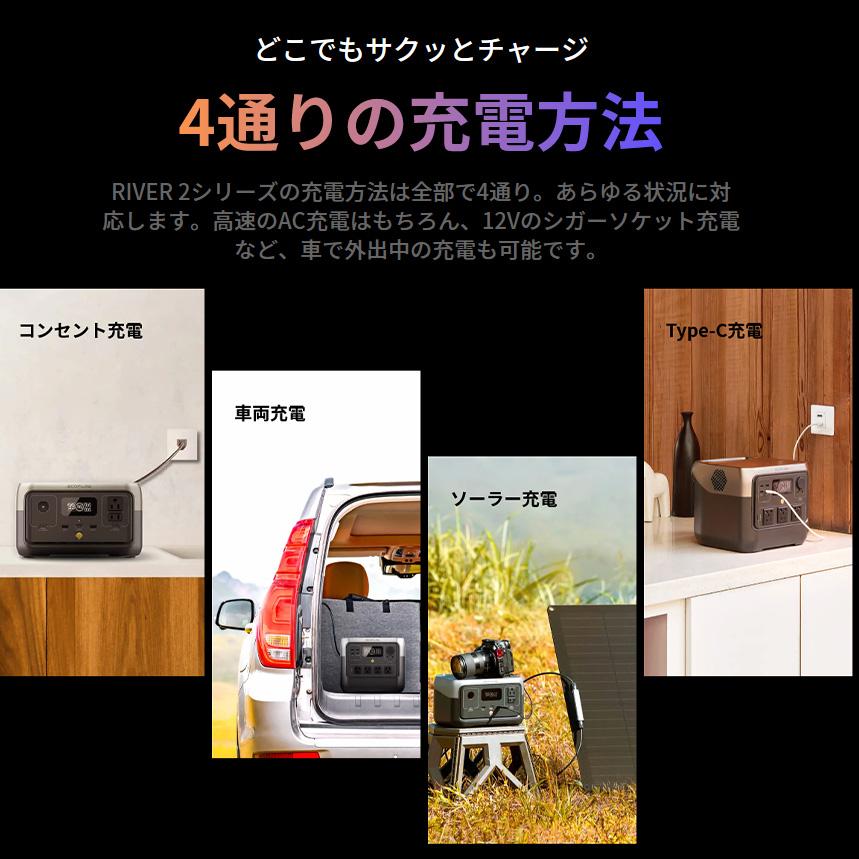 ECOFLOW ZMR620-B-JP EcoFlow エコフロー ポータブル電源 RIVER2 ECOFLOW ZMR620-B-JP EcoFlow エコフロー ポータブル電源 RIVER2
