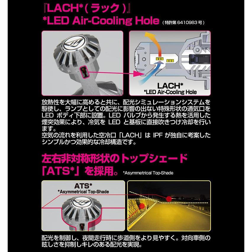 E144HFBW IPF アイピーエフ H4 LEDバルブ エフェクターヘッド＆フォグバルブ 極黄光2600K 4000/3200lm 12V専用 25/25W バルブ2本入 車検対応 2年保証付 | IPF | 04