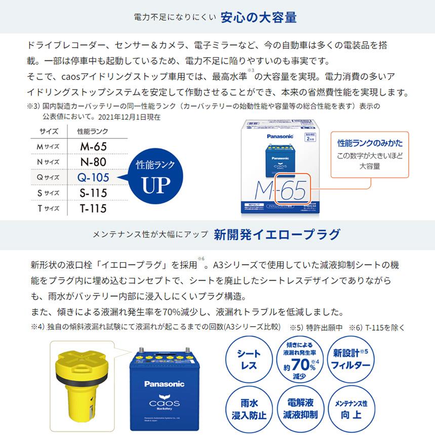 カオス N-Q105R/A4 Panasonic パナソニック caos カーバッテリー カオス N-Q105R/A4 Panasonic パナソニック caos カーバッテリー