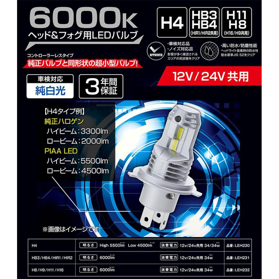 PIAA LEH230 ピア H4 ヘッド＆フォグ用LEDバルブ 超高輝度
