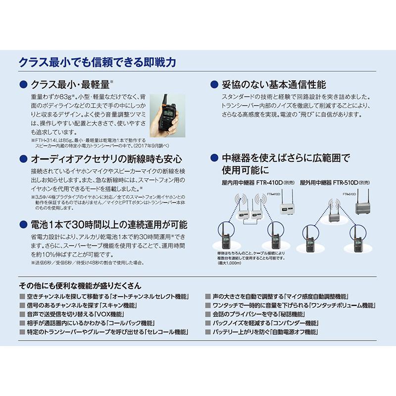 スタンダード FTH-314 STANDARD 特定小電力トランシーバー 10mW 20ch