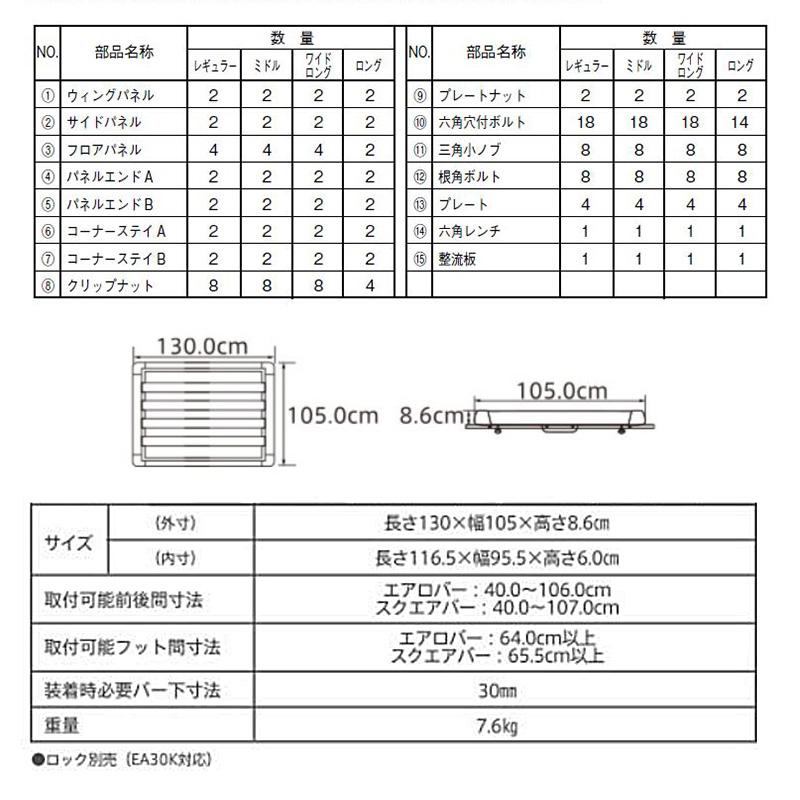 EA315B TERZO テルッツオ テルッツォ ルーフラック ミドル ROOF RACK MIDDLE 車載 キャリア (沖縄・離島 配送不可)の画像