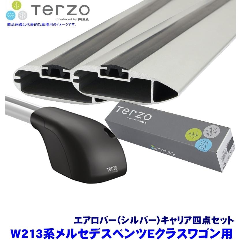 TERZO - テルッツオ テルッツォ W213系メルセデスベンツE位置づけ手押し車(H28.11〜大屋根線路付)用 フット＋エアロ赤ちょうちん(しろがね色)＋保持者4点仕掛ける 車、バイク、自転車-ルーフボックス、キャリア-自動車