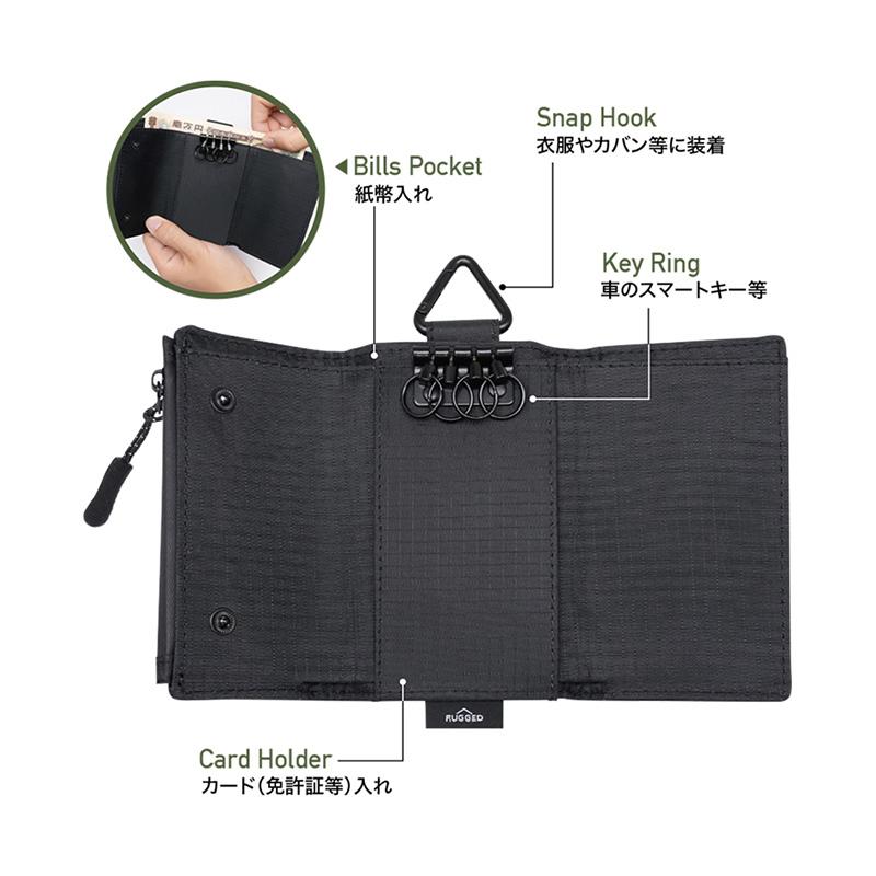 槌屋ヤック PF435 YAC RUGGED マルチキーケースL BK ブラック キー