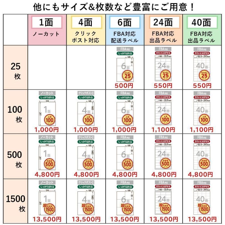 ラベルシール 4面 A4 サイズ 500枚 A6 クリックポスト対応 2000通分 