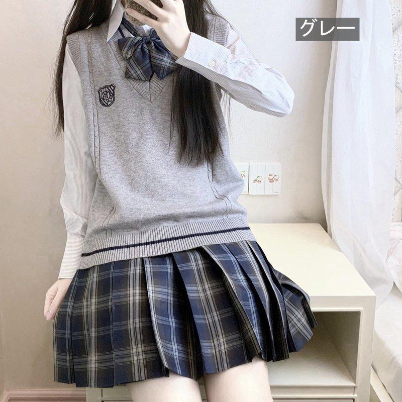 スクールベスト ベスト 正統派 制服 学生 通学 ｖネック 刺繍 ワッペン 女子 高校生 中学生 団体服 袖なし 春 夏 秋 S M L Xl Gua 079 Skyhomeストア 通販 Yahoo ショッピング