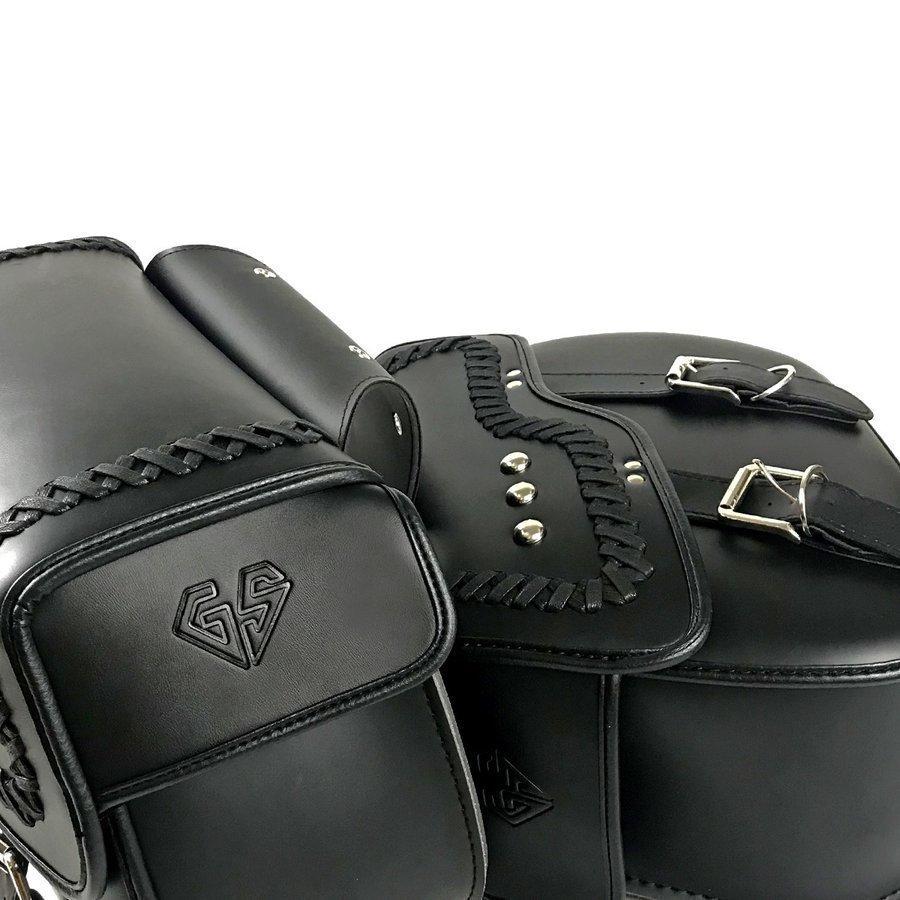 バイク用 アメリカン サイドバッグ 大容量収納 高級品 ツールバッグ 旅行 ツーリング レザーバッグ 防水 革 2個セット|skyhome|04