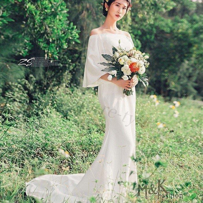 人気 ウェディングドレス 前撮り 披露宴 レディースファッション 花嫁 ブライダル ワンピース ロングドレス 大きいサイズ大人 上品 マキシ丈 海外旅行 写真撮影ドレス オフショルダー白 ワンピース 花嫁 Jia 805 Skyhomeストア