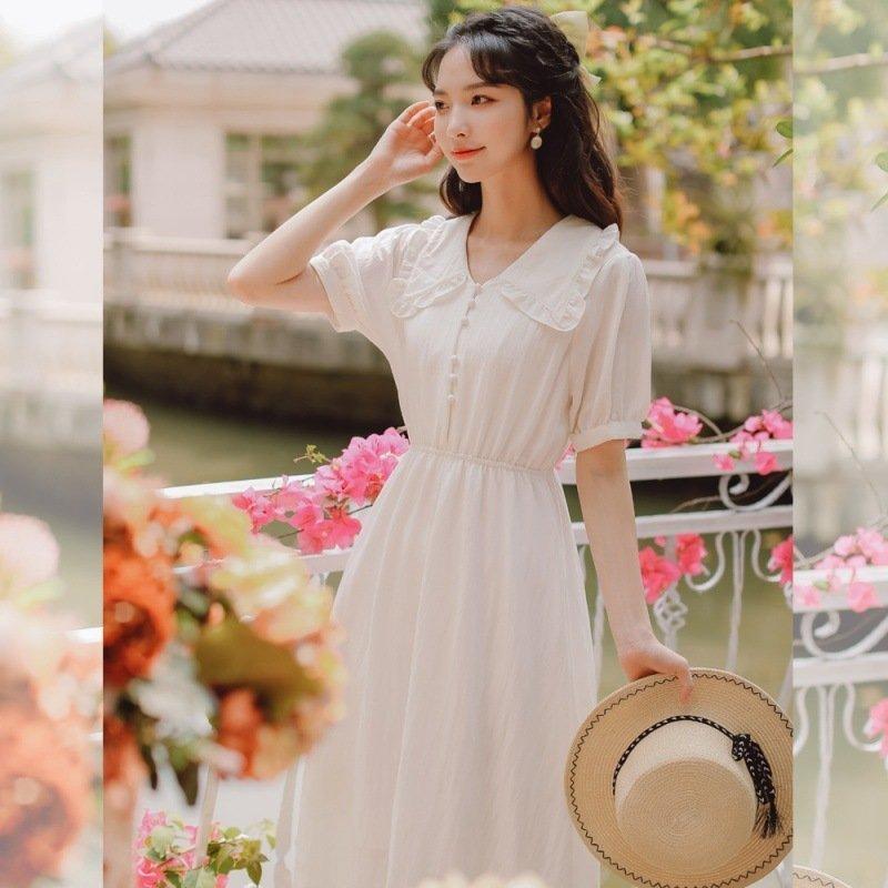 22福袋 ワンピース 上品 着痩せ オシャレ ロング丈ワンピース ロング 白ワンピース Aライン ギャザー フレア 半袖 マキシ丈 マキシワンピース 夏 春 レディース ワンピース サイズ M Www We Job Com