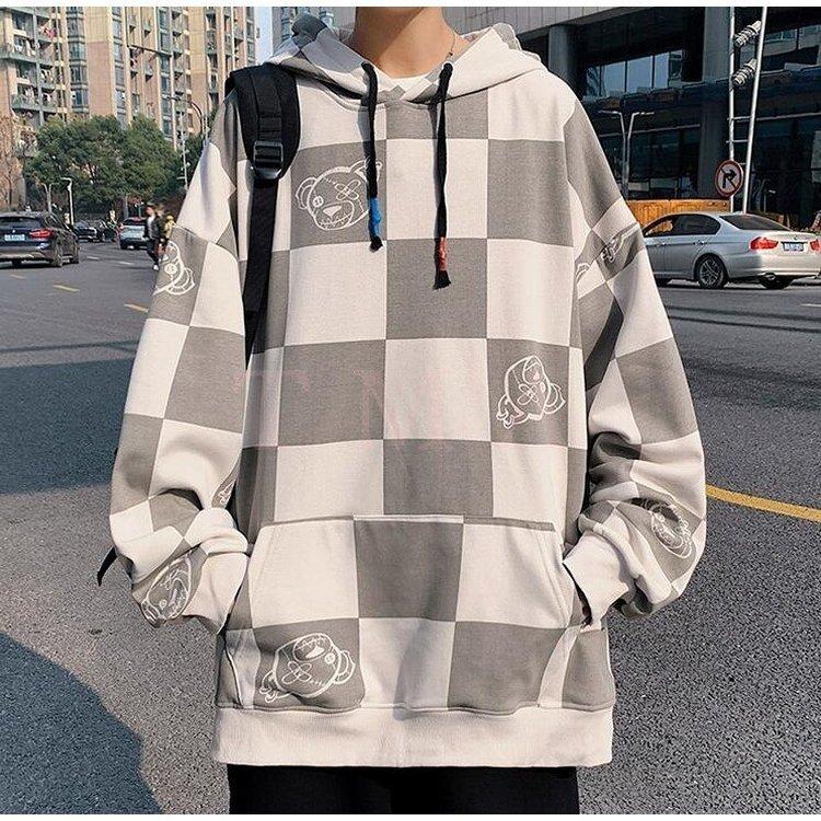 在庫一掃売り切りセール スウェットパーカー メンズ 長袖 パーカー チェック柄パーカー 春服 春秋 ゆったりプルオーバーパーカー 通学 通勤 カッコイイ オシャレカジュアルトップス Novafides It
