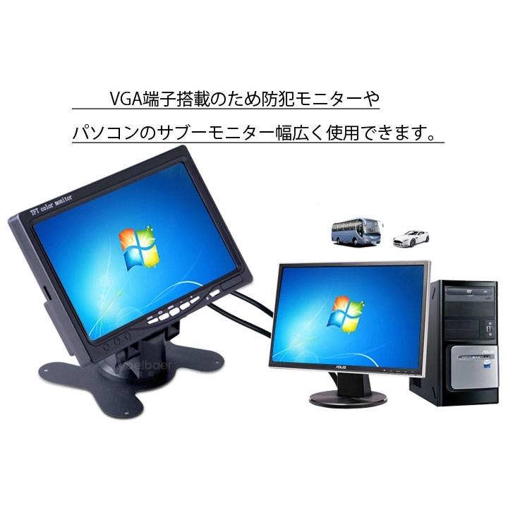 7インチLCDカラー車載モニター VGA コンポジット 2系統入力端子 PCサブ