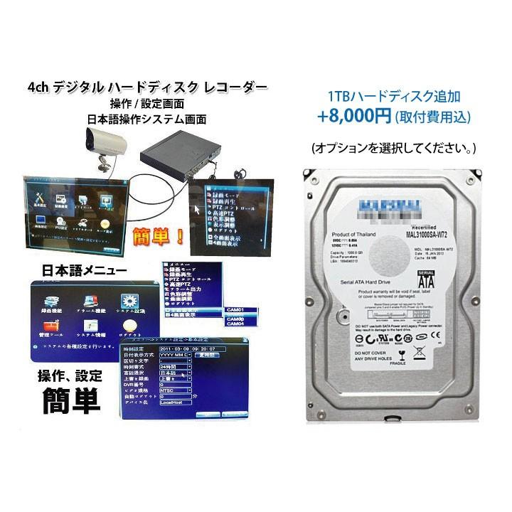 防犯カメラセット 防犯カメラ1台付 4チャンネルDVRレコーダー カメラ4台接続可能 室外使用可防水・暗視カメラ スマホ遠隔監視対応DVR DVR4CHNEWSET101_4