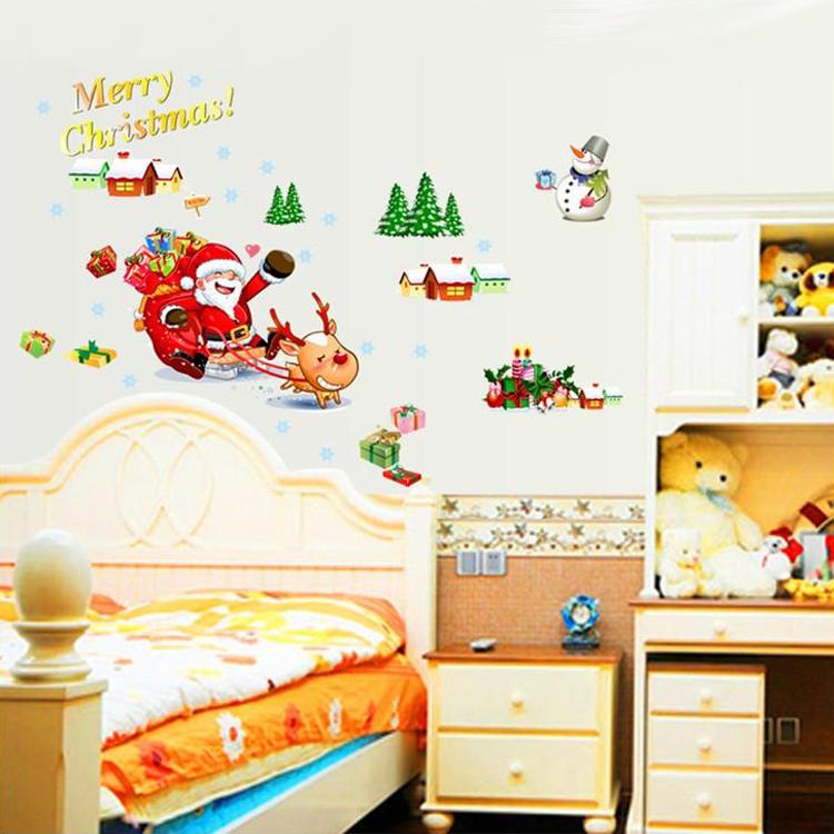 ウォールステッカー サンタさんとクリスマスツリー 飾り 壁紙