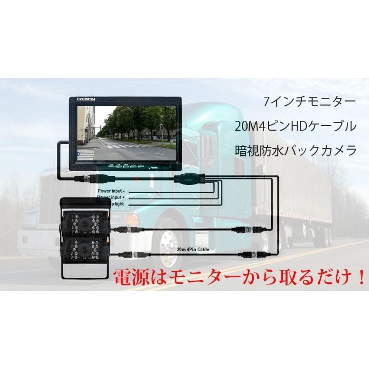 ORIGINCOM 12V/24V ColorCCDレンズ搭載LEDカメラ2台＋高輝度7インチ
