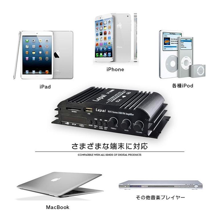 Lepy 45W X 高音質 重低音 Hi-Fiステレオデジタルアンプ USB SDカード