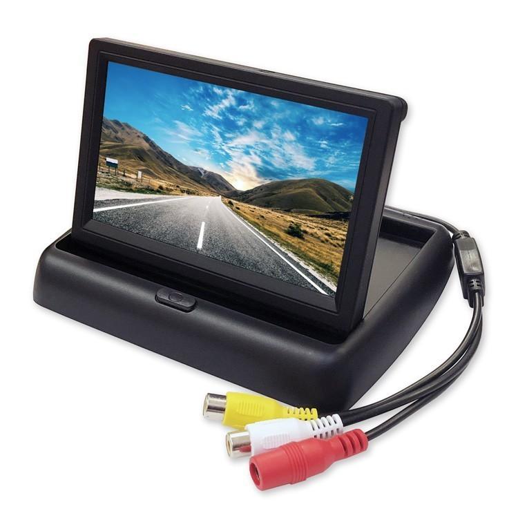 パーキングセンサー搭載バックカメラと車載モニターセット 5インチ折畳