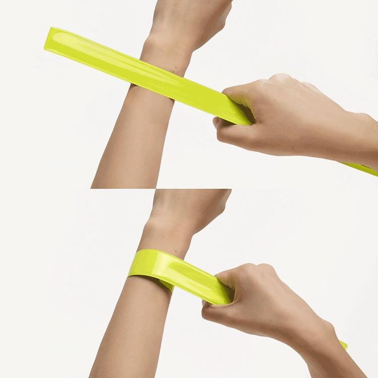 反射リストバンド イエロー 2本セット 長さ40cm ワンタッチでピタっと