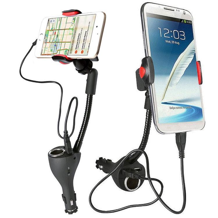 車載マルチ充電ホルダー 2台スマホに同時充電 シガーソケット出力1個 Usb出力2個 5v 2 4a 12v 24v両用 幅10cmまで フレキシブル 360度回転 Chc44j Org スカイネットヤフーショップ 通販 Yahoo ショッピング