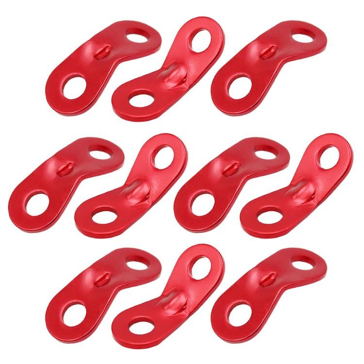 アルミ製ロープスライダー レッド 10個セット 自在金具 穴径6mm/7mm 長