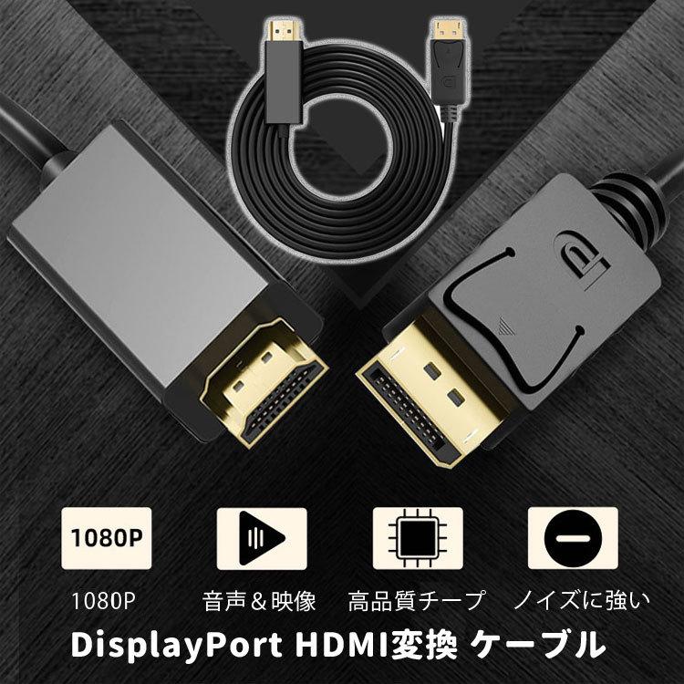 DisplayPort to HDMI 変換ケーブル 1.8m DPからHDMI 1080p 映像、音声