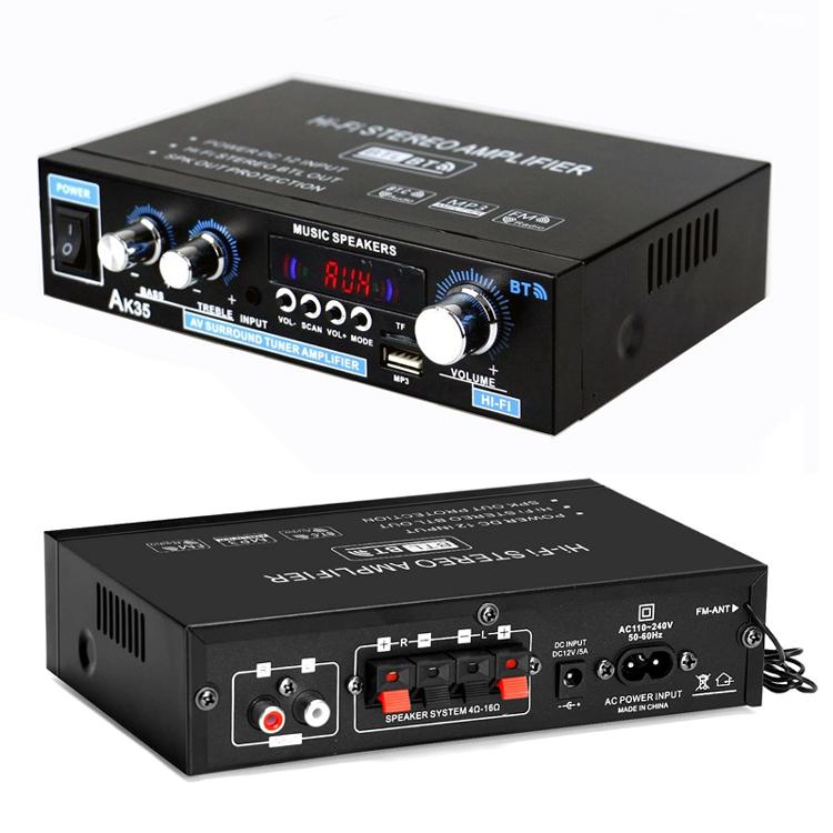 消費税無し Bluetooth5 0対応 2chオーディオアンプ 30w 実効最大300w 300w 多機能 Usb 電源内蔵型 リモコン付 Acアダプター可 Microsd Lpak35 小型 Hi Fiステレオ