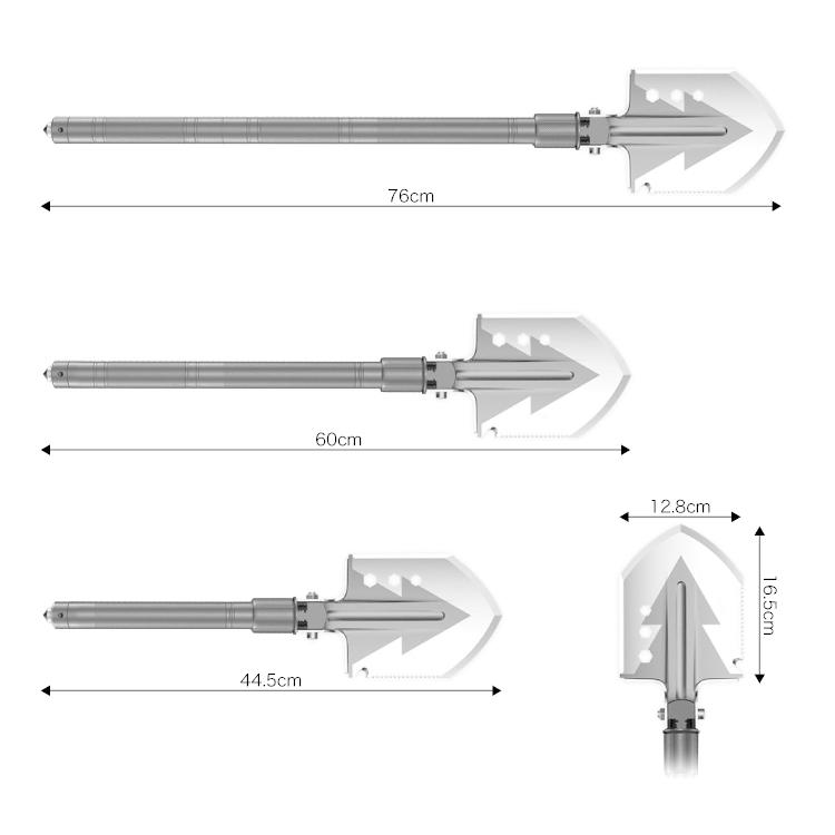 多機能シャベル 組立式 折畳スコップ 組立長さ76cm 鍬/斧/鋸/ナイフ