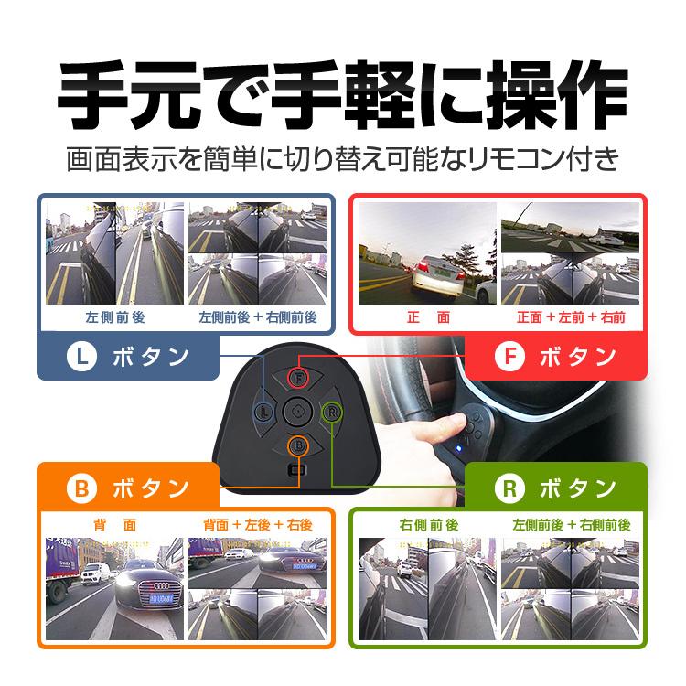 360°録画ドライブレコーダー 前後左右録画 分割表示対応 7インチ