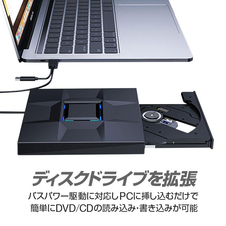 USB3.0/Type-C対応 DVDドライブ/CDドライブ USBポータブルドライブ