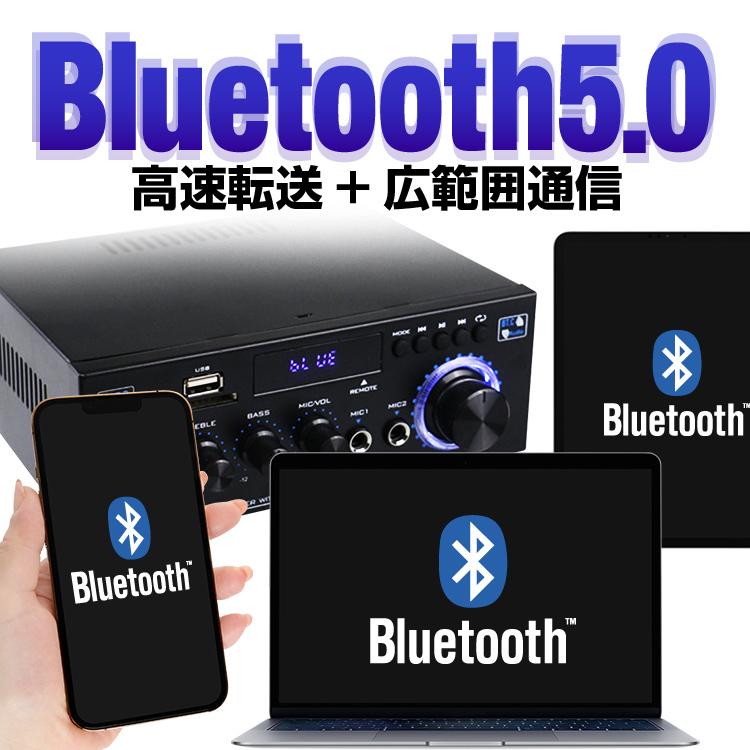 デジタルアンプ オーディオアンプ 40W+40W 最大出力800W Bluetooth5.0 USBメモリ SDカード Hifi ステレオ デュアルマイク端子付き リモコン付 LPAK45｜skynet｜04