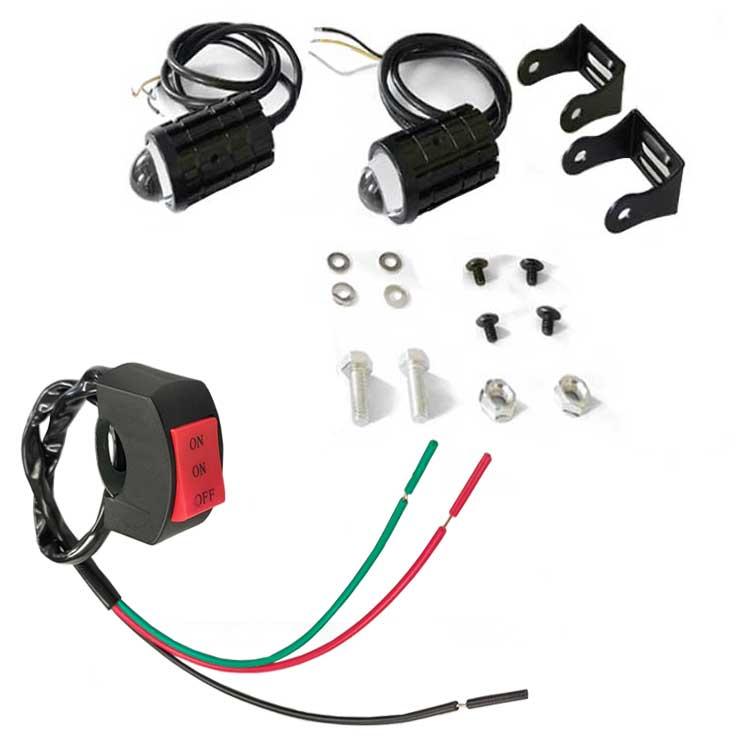 バイクフォグランプ 2個セット スイッチ付き 12W 高輝度 Hi ホワイト