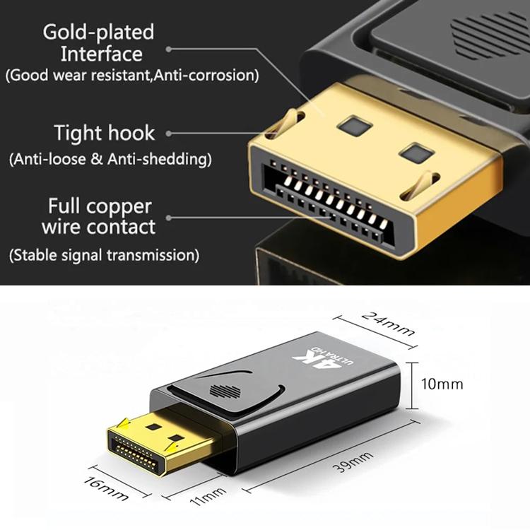 DisplayPort⇒HDMI 変換アダプタ 4K×2K対応 DPオス→HDMIメス PC画面の