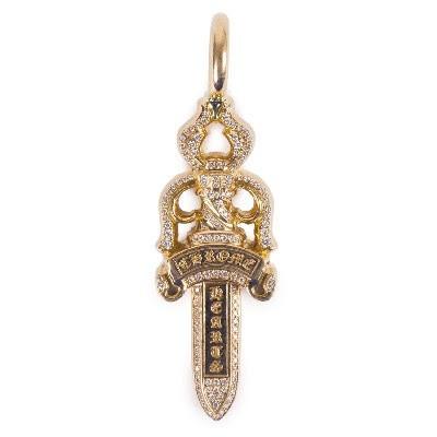 CHROME HEARTS DOUBLE DAGGER CHARM PAVE DIAMOND クロムハーツ 22金