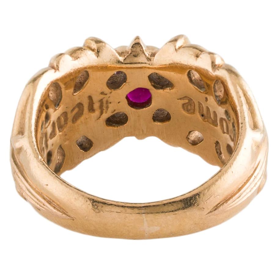 CHROME HEARTS DBL FLORAL CROSS RING PAVE RUBY クロムハーツ　ダブル　フローラルクロス　リング　ルビー　中古 | CHROME HEARTS | 02