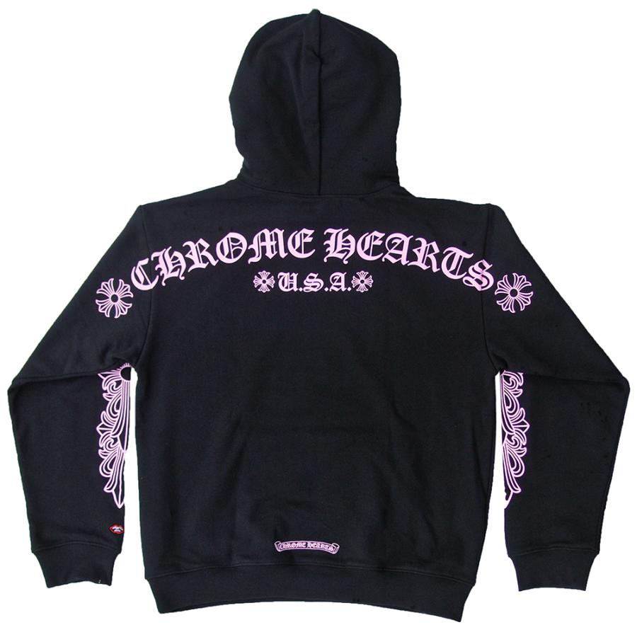 CHROME HEARTS HOODIE FLORAL CROSS BLACK / PINK クロムハーツ　パーカー　フローラルクロス ブラック /  ピンク　新作