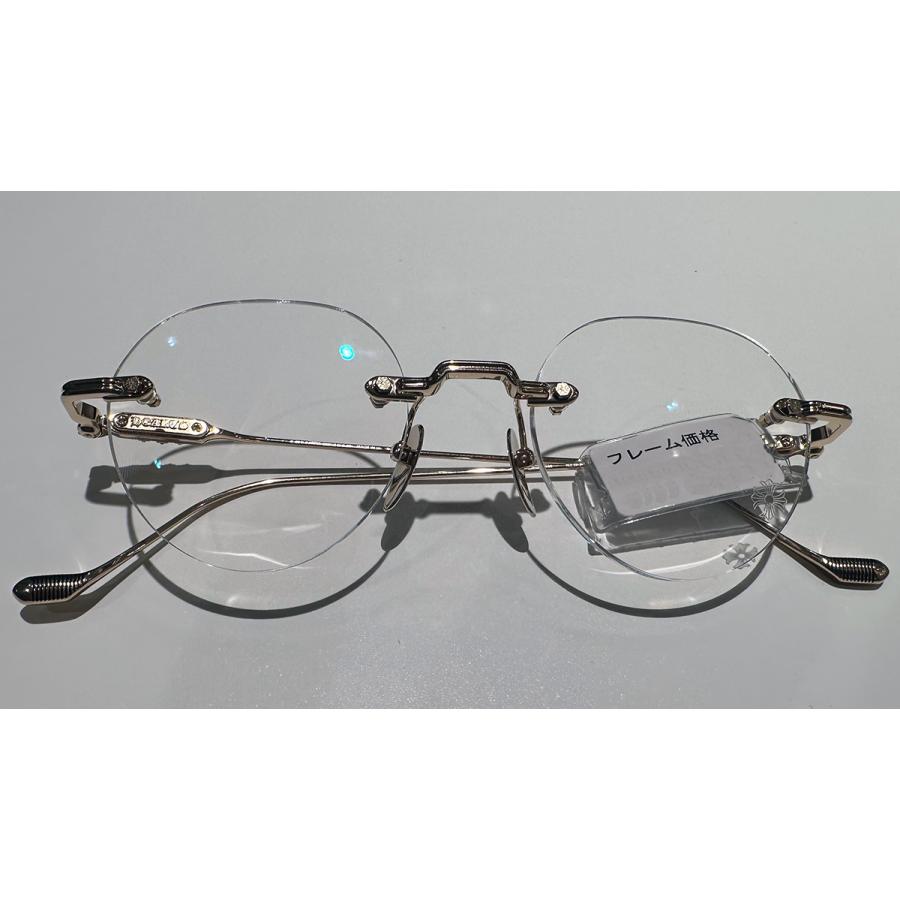 極美品 CHROME HEARTS クロムハーツ SOFFFFFFFFERSI 伊達メガネ アイウェア 90328664 ゴールド クリアレンズ シルバー925 中古 4b011708 Chrome Hearts - 極美品 CHROME HEARTS クロムハーツ SOFFFFFFFFERSI